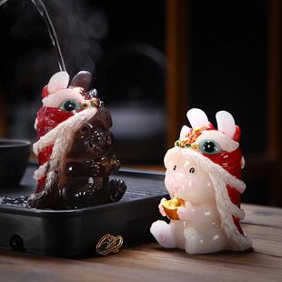 养茶茶桌配件生肖醒狮兔子茶宠小摆件变色茶宠装饰品招财桌面用品