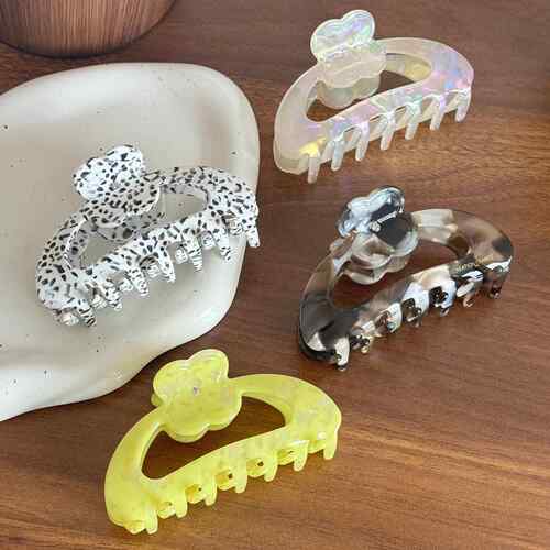 Flower diamond-studded acetate grip clip hairpin shark clip