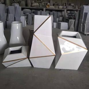 商场外璃钢菱形盆玻景花观MTU花盘组合花钵户高档几何线条不规则