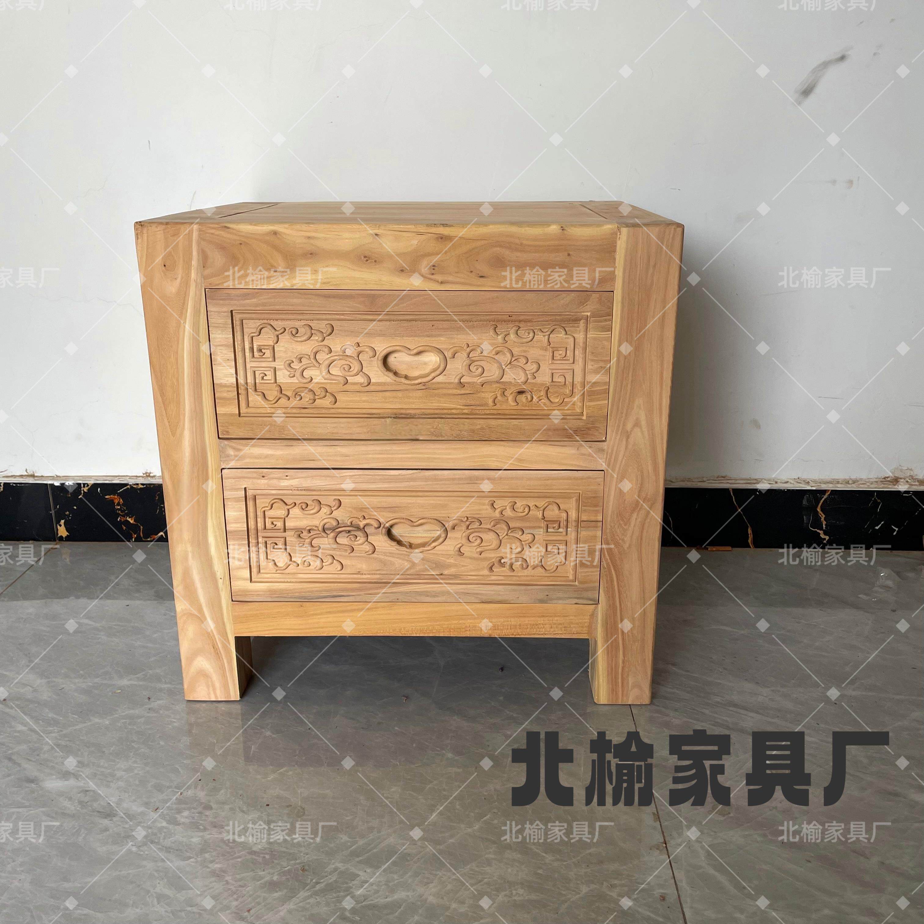 老榆木床头柜实木角柜收纳柜收纳柜斗柜中式简约边几灯桌矮柜毛坯