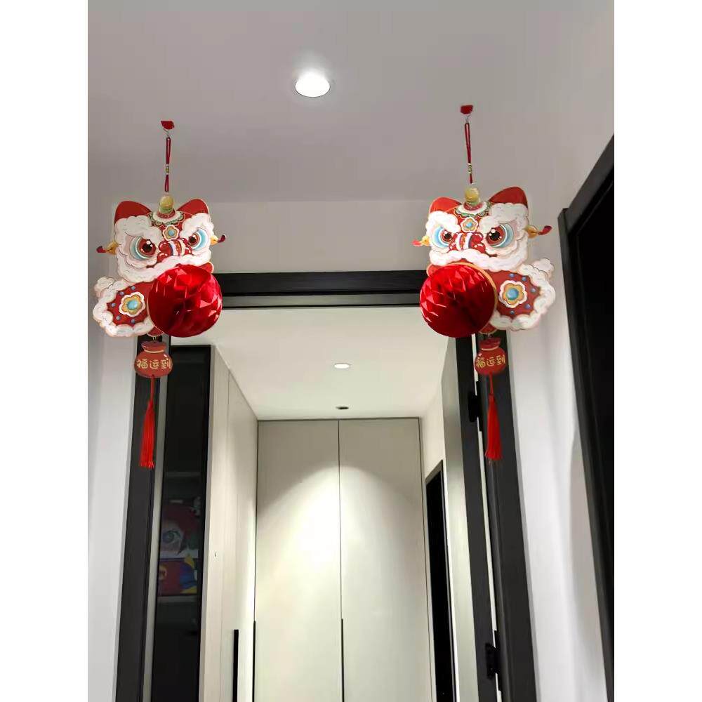 2025年新年狮子灯DIY挂件年画春节元旦商场店景氛围装修