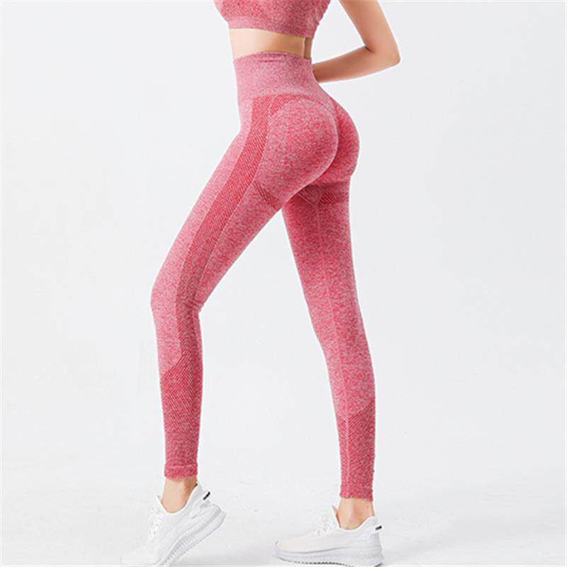 高腰无缝点点笑脸长裤女紧身蜜桃臀外穿训练健身菊花瑜伽九分裤