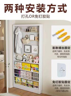 超薄制洞洞板本收书架置钢物架落地BSP靠墙窄款门后绘架壁挂纳架