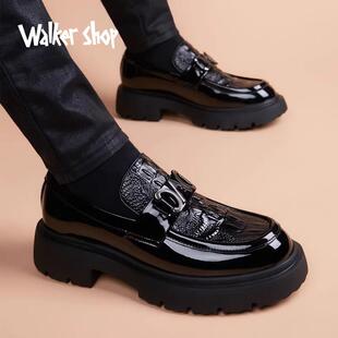 一脚蹬雕花厚底内增高套脚男鞋 Walker 休闲皮鞋 男士 Shop商务正装