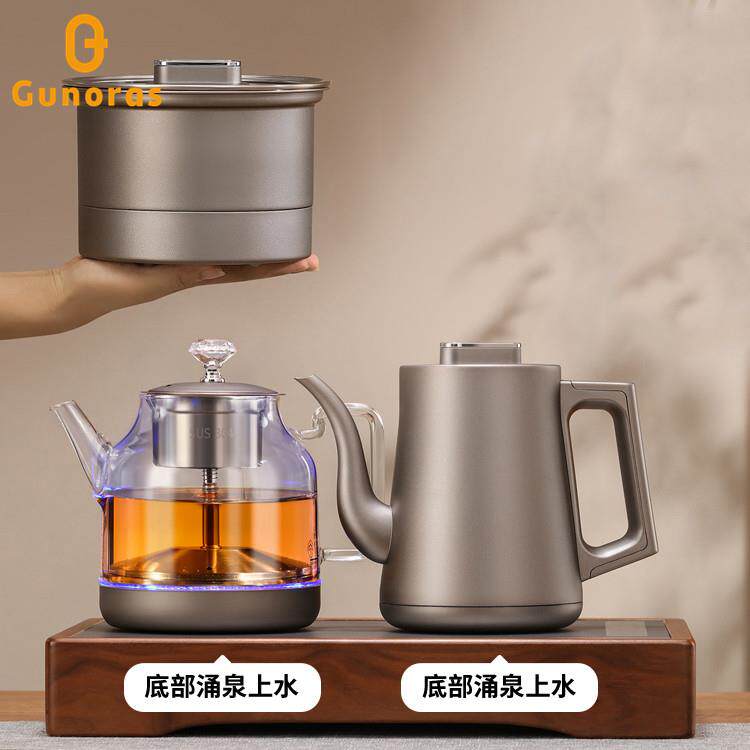 纯钛全自动底部上水烧水壶茶台一体茶桌嵌入式煮茶器电热茶艺套装