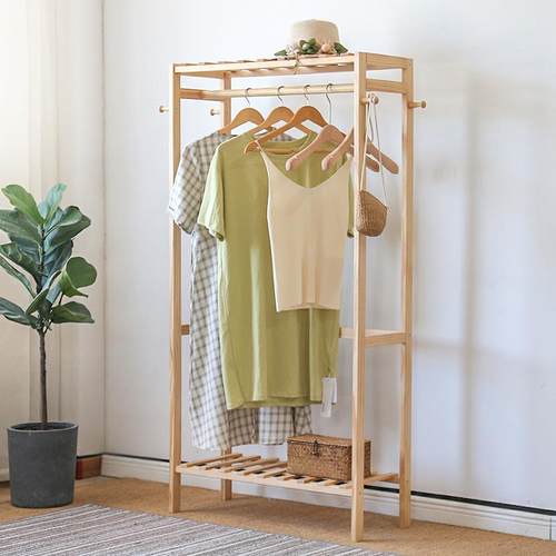 正品北欧衣帽实木衣落架地卧室简易柜省空间挂衣架简约现架代衣衣