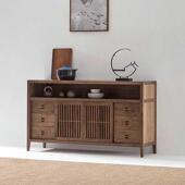 新中式 实木餐边柜茶室储物柜白蜡木客厅入门玄关柜黑胡桃木茶边柜