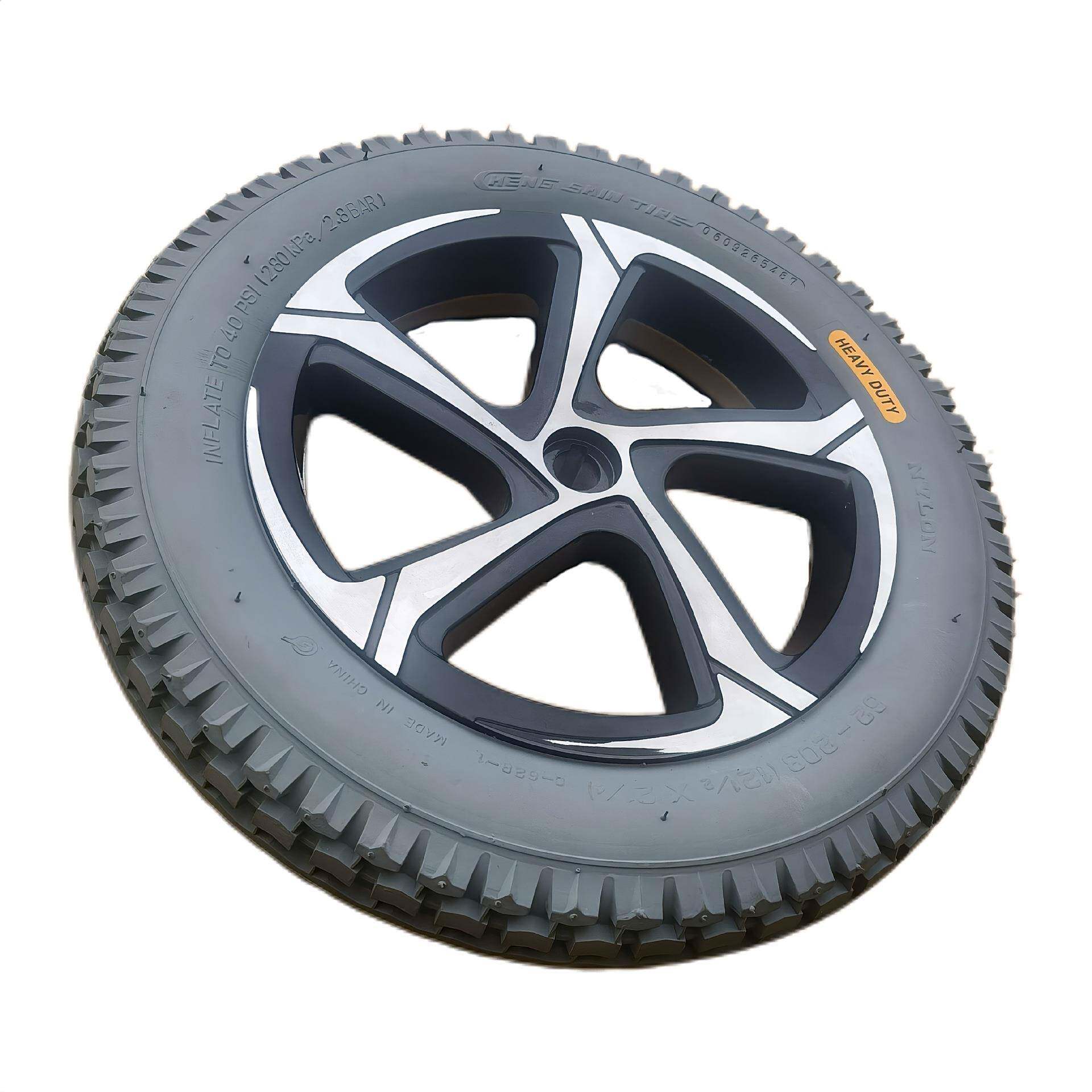 防滑轮 电动轮椅固定轮12.5寸PU实心填充轮胎 轮椅后轮