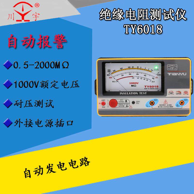 南京天宇 TY6018 电子兆欧表 绝缘电阻表 摇表 测试电压1000V