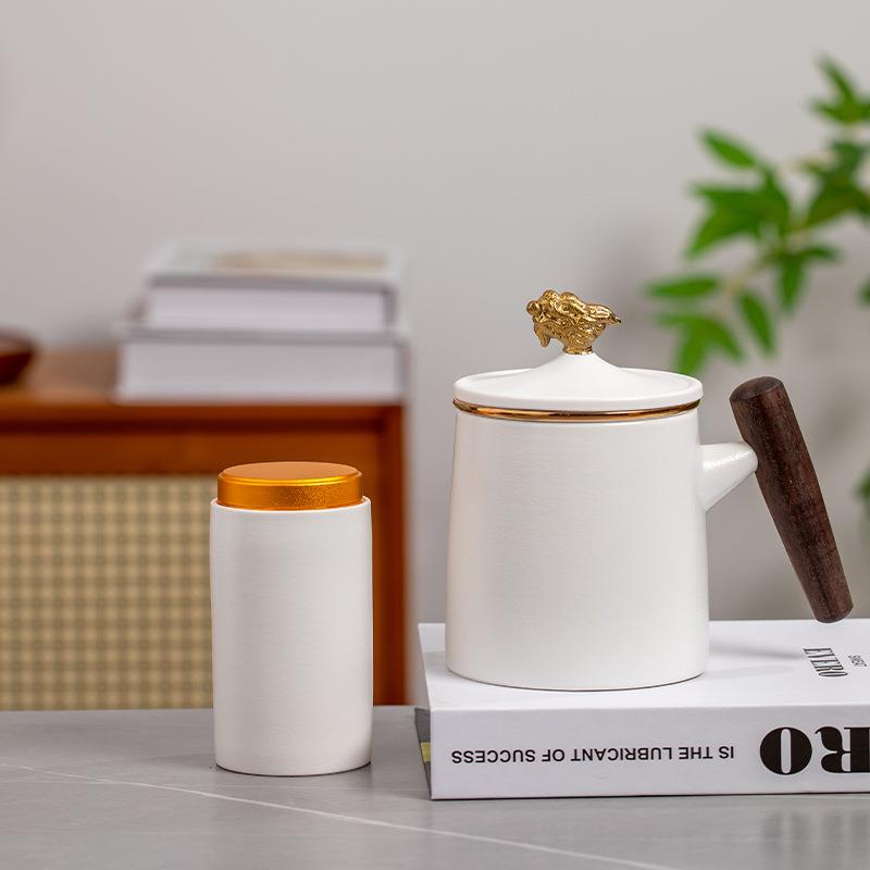 龙头茶水分离茶杯陶瓷泡茶杯办公室带盖过滤喝茶单个人专用马克杯