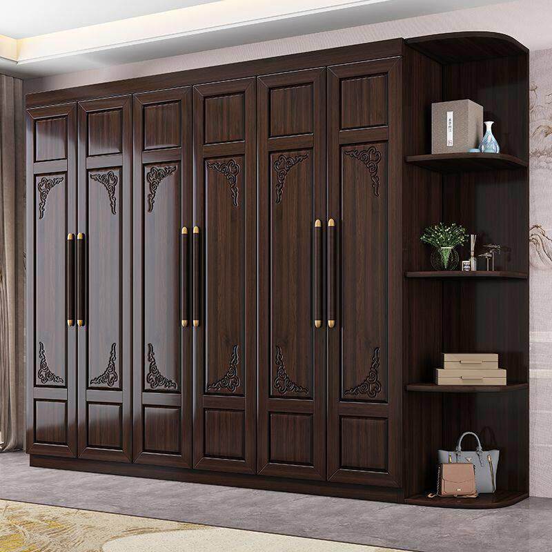 紫金檀木新中式全实木衣柜主卧六门大容量对开门储物衣橱红木家具