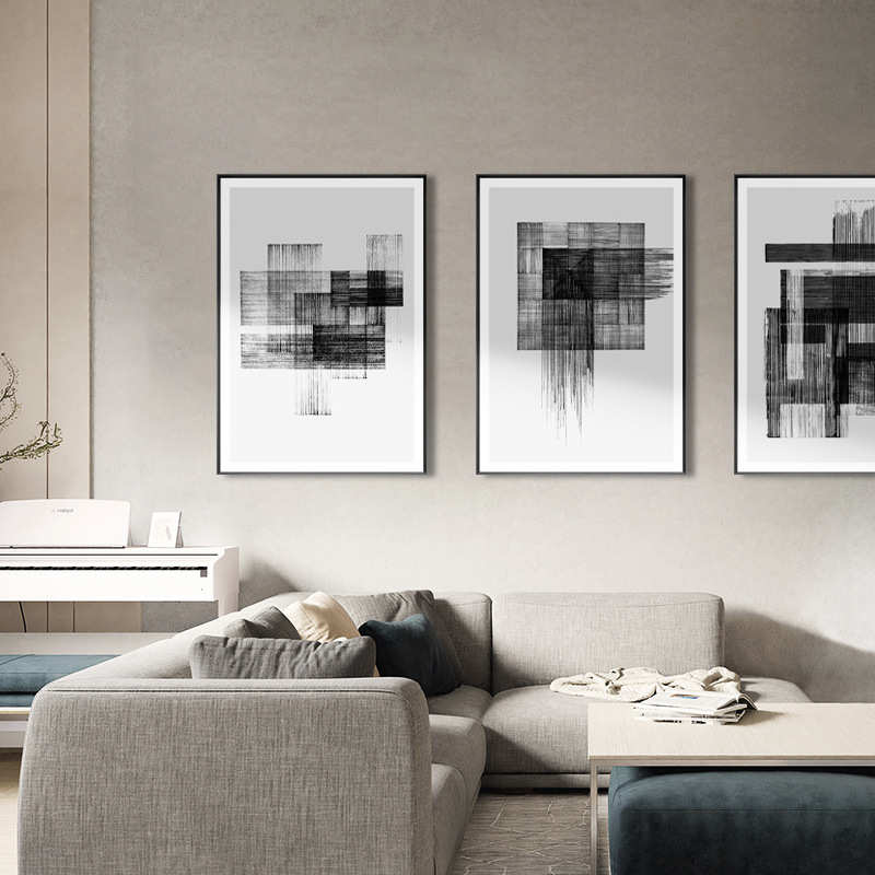 若隐若现 现代抽象客厅装饰画简约大幅线条沙发落地画玄关挂画
