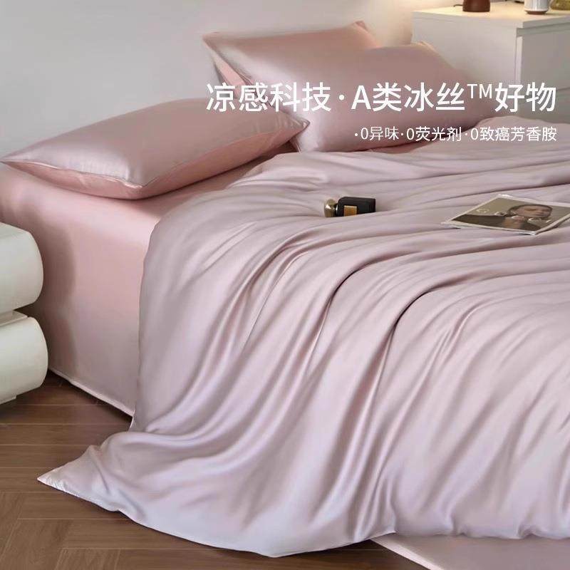 2025新款冰丝家用四件套轻奢床单件夏季凉感透气丝滑裸睡高级床品