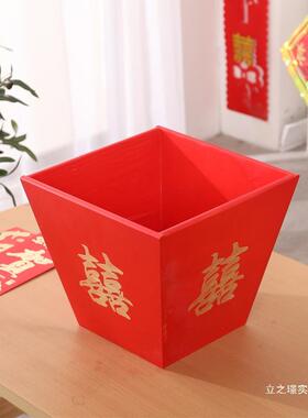 子实木升斗四方婚庆米结婚仿古红色斗斗木升用摆件斗老式