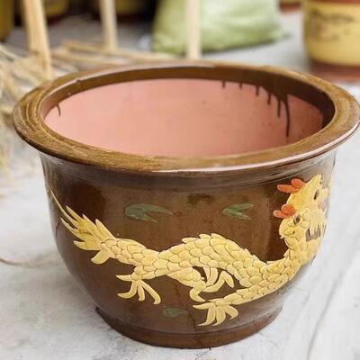 龙缸花盆特价陶瓷盆景大口径铁树盆透气庭院特大型陶土大缸盆清仓