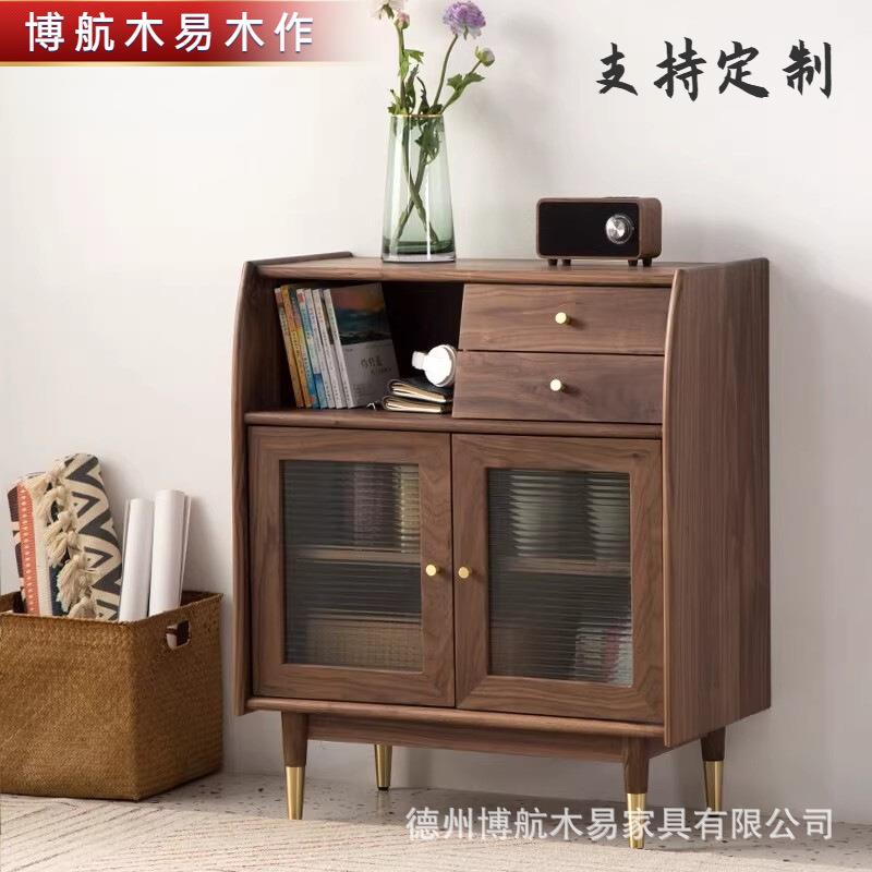 北美黑胡桃木餐边柜餐厅厨房储物柜收纳柜樱桃家用实木边柜茶水柜