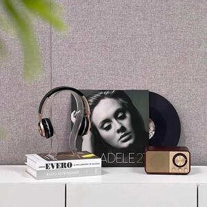 书桌摆件轻奢现代样板间软装桌面装饰黑胶唱片蓝牙复古音响耳机架