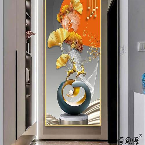 玄关自粘装饰现代贴画入户3d壁画化妆室门过道画贴纸墙贴画客厅