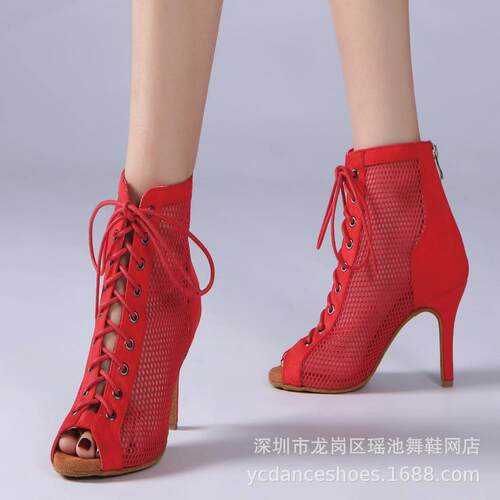豹纹新款女式成人恰恰伦巴拉丁Salsa软底Heels现代爵士Bachata