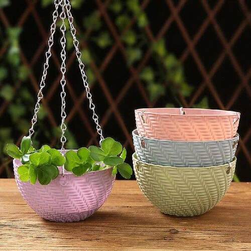 Balcony Chain Hanging Planters Flower Pot Basket Imitation