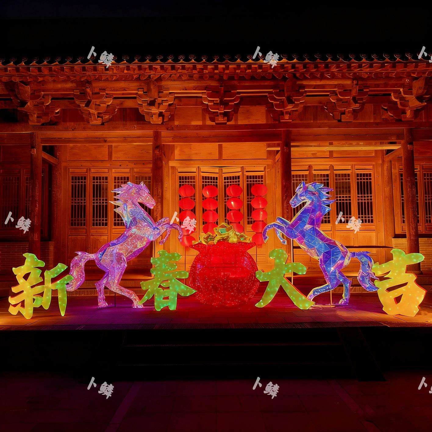 卜鳞马年2026网红站立马拍照道具花灯装饰拍摄春节场景摆件