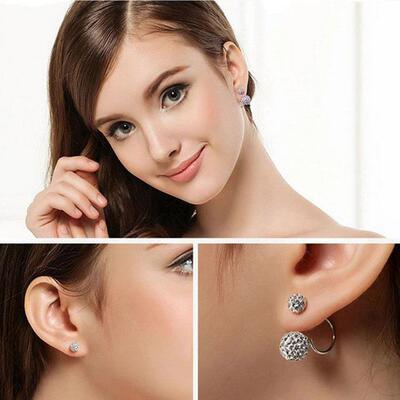 Crystal Ball Earrings with Back Hanging Fashion Earrings