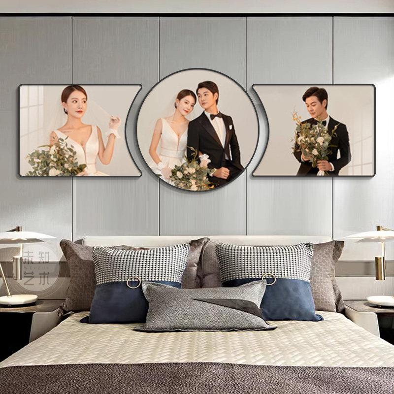 定制婚纱照挂画家庭沙发背景相框婚房卧室壁画印花组合