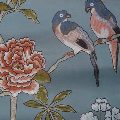 新中式花鸟高精密提花面料沙发布坐垫抱枕红木家具织锦缎面料批发