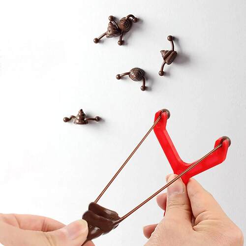 12pcs Mini Rubber Slingshot Poop Slingshot Toy Flying Poop T