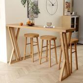 新款 实DXM木桌椅窗吧台酒靠吧家用阳台隔断高脚长条约靠简条桌客