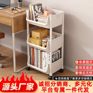简易书架置物架玩具绘本收纳架带轮可移动书桌旁家用书本收纳架