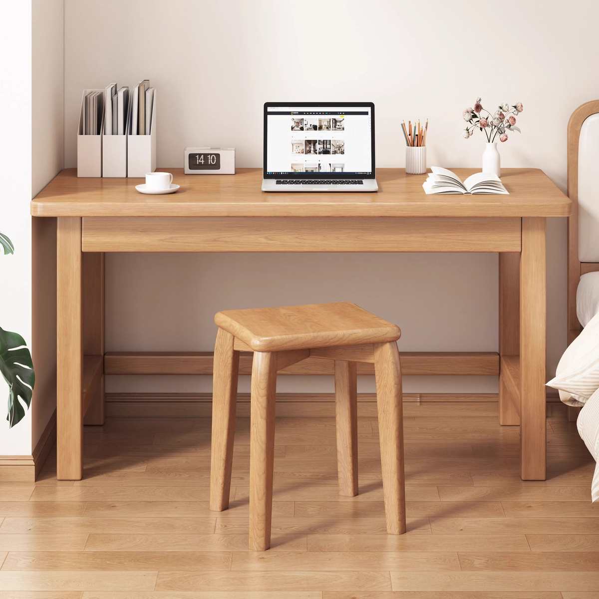 实木书桌家用小户型电脑桌卧室学生学习写字桌简易工作台办公桌子