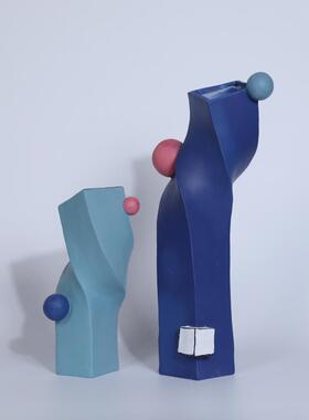 现代样板间儿童房树脂饰花器女孩装花房软装饰摆品件MOW抽象创意