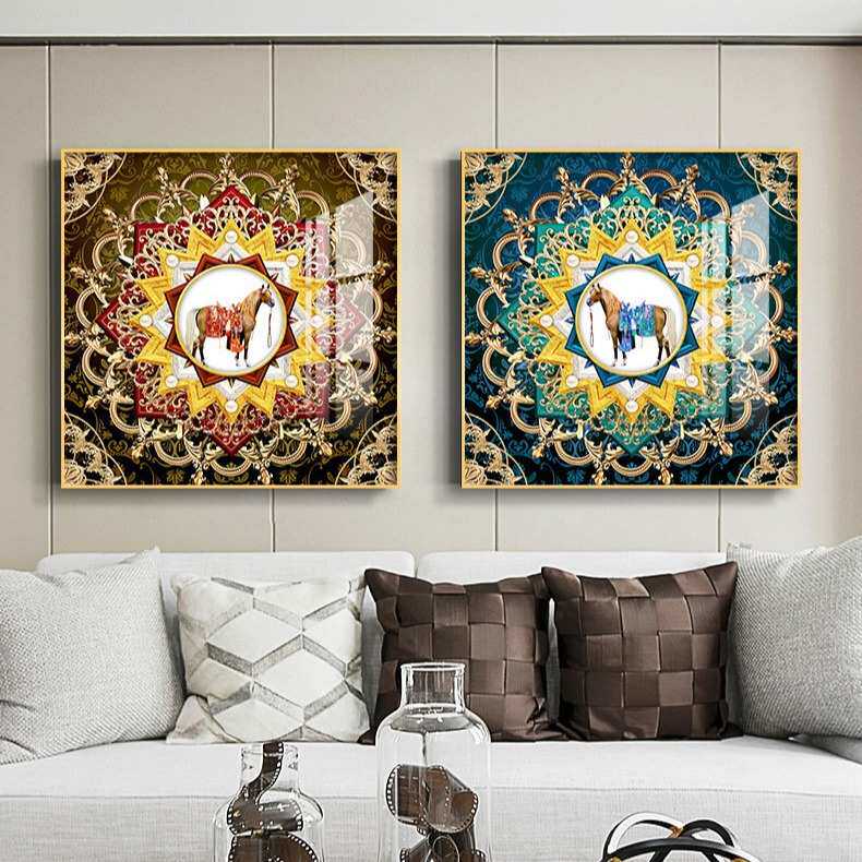 欧式客厅装饰画轻奢大气壁画现代挂画晶瓷画沙发背景墙三联画