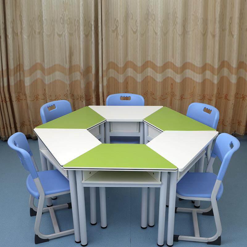 简约梯形移动拼接智慧教室团体辅导六边形阅览室学生培训桌椅组合