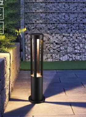 户外灯led圆柱黑色四透光现代铝材景观落地庭院灯别墅花园草地灯