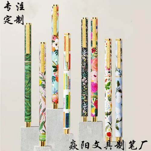 厂家新款热转印花膜金属笔配本册满杆印花签字笔宝珠笔外贸礼品