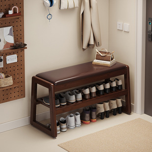 可坐式换鞋凳收纳一体穿鞋凳进门凳入户门口楠竹鞋架轻奢高级感