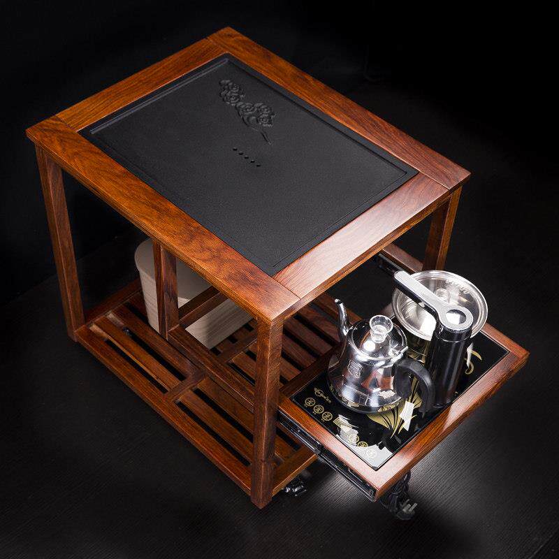 花梨木茶车可移动实木小茶桌功夫茶具茶盘泡茶台小号茶水柜家用