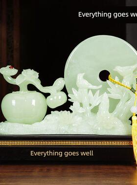 万事如意招财饰品，安全扣饰品，新中国风客厅入口电视柜，乔迁礼