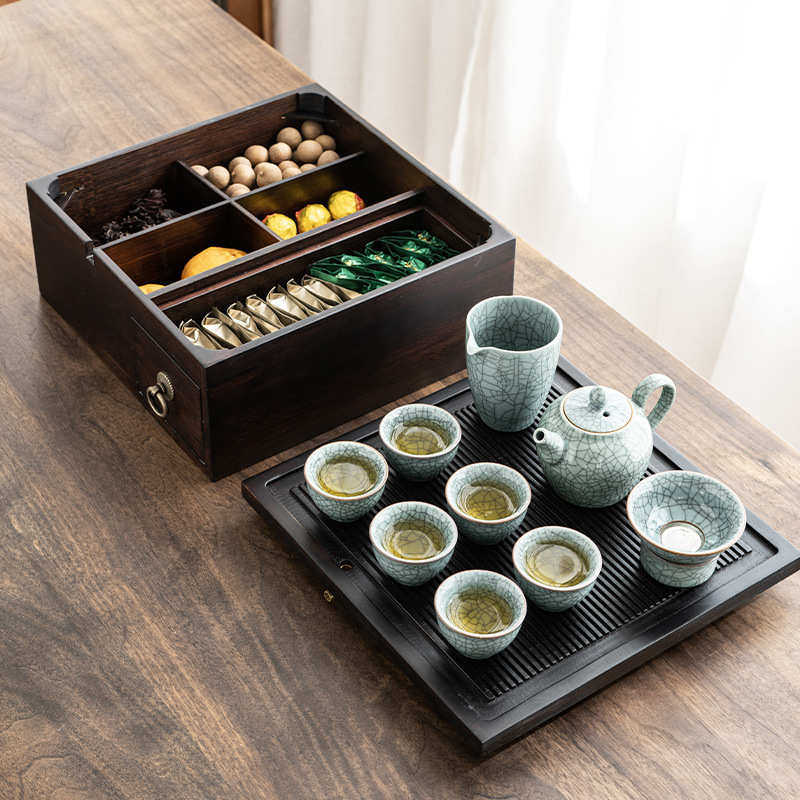 大号便携式多功能收纳盒蓄水茶台功夫茶具套装家用简约茶盘茶托