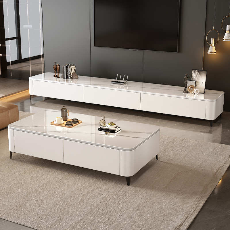 岩板茶几客厅家用小户型轻奢现代简约2024新款落地电视柜组合