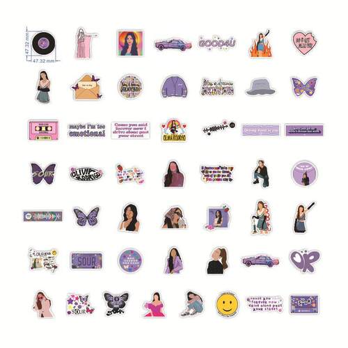 50PCS Singer Olivia Rodrigo Sour Stickers Aesthetic for Lapt