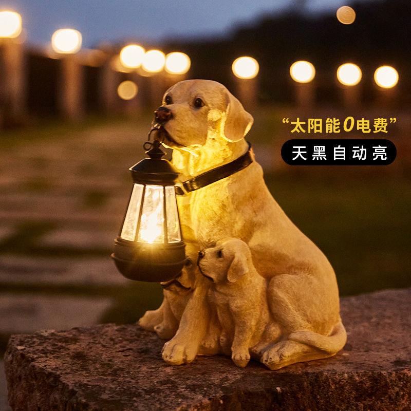 太阳能动物灯户外防水庭院灯花园装饰园艺树脂小狗狗创意摆件