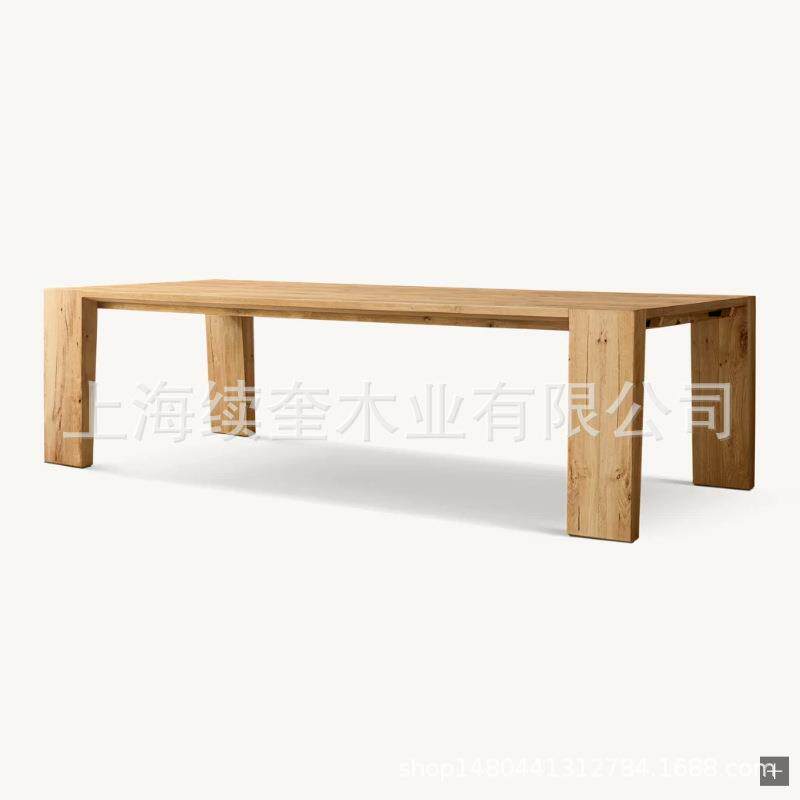 工厂出口美式RH实木复古长方形餐桌椅组合家用酒店亚马逊餐厅家具