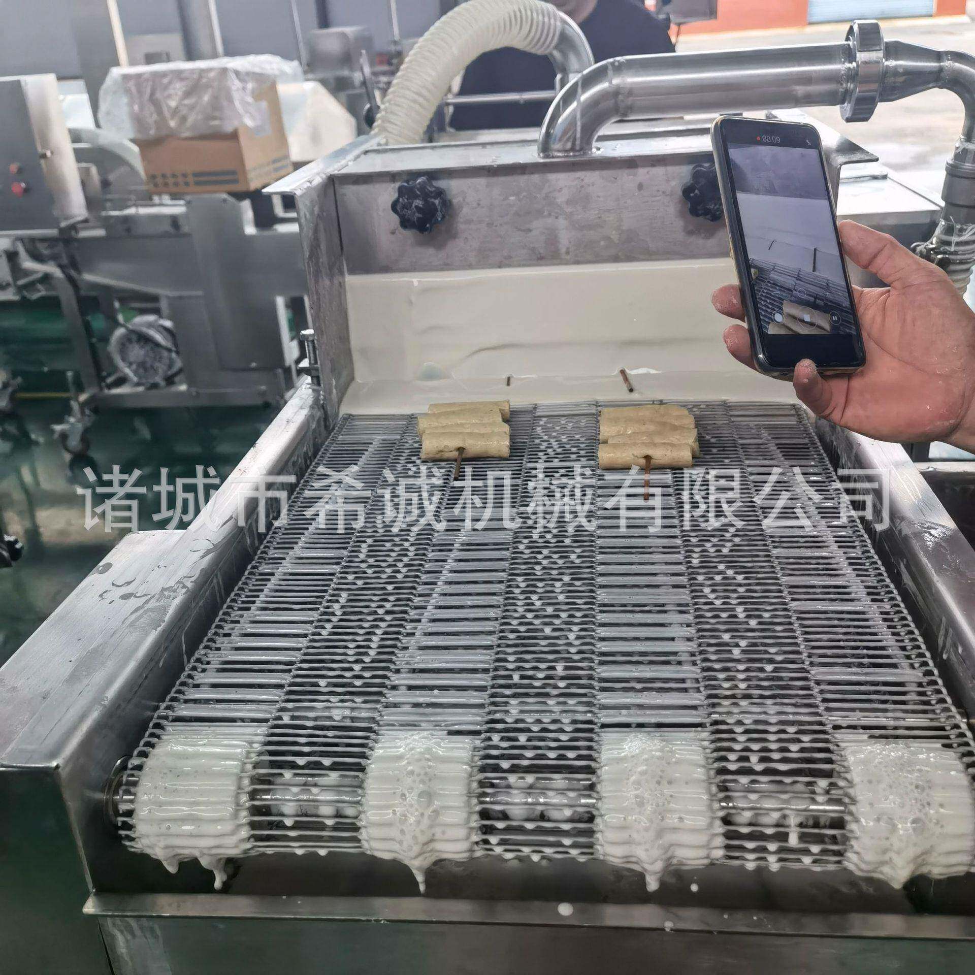 全自动淋浆机 瀑布式裹浆机 面包片淋浆油炸机 桑叶上浆油炸风冷