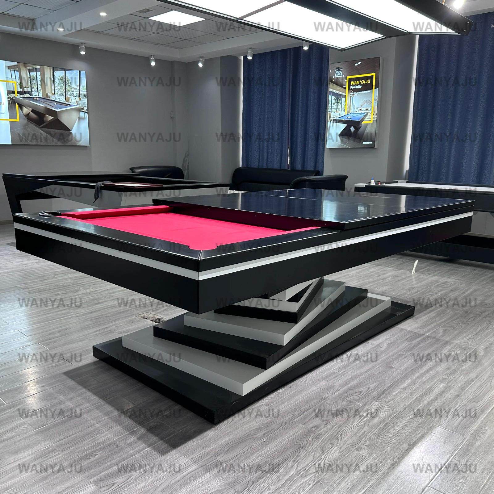 新款家用美式台球石板豪华斯诺克9英尺台球桌高端多功能餐桌