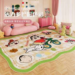蜡笔小新可爱客厅地毯多巴胺女孩卧室防水可擦免洗隔音地垫不规则
