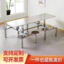 学生食堂不锈钢餐桌圆凳面餐桌椅员工饭堂不锈钢pvc圆凳面餐桌椅