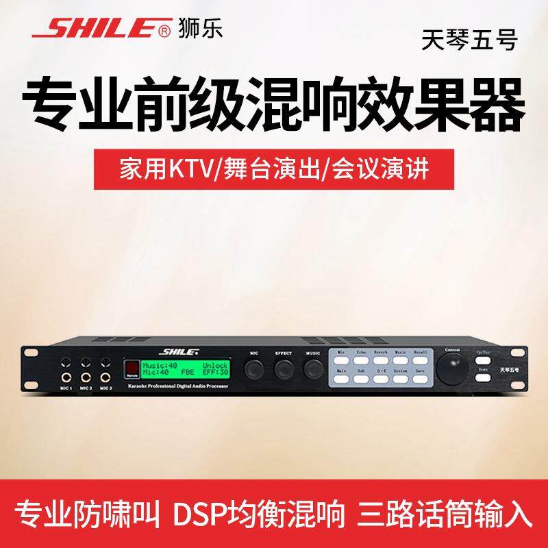 狮乐天琴五号卡拉OK前级数字效果器话筒防啸混响器家用K歌混音器图片